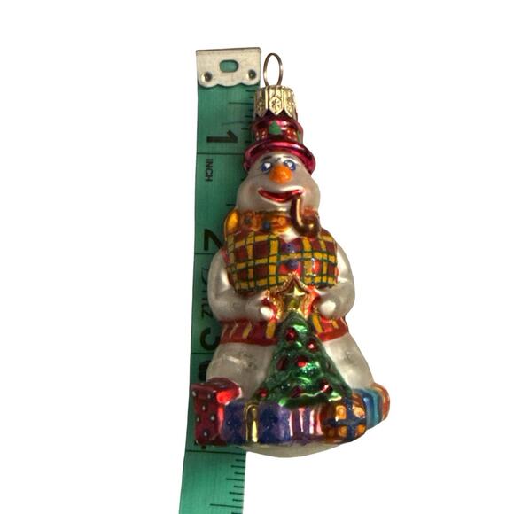 Christopher Radko Snowman W Presents Tree Pipe Gem Christmas Ornament 3.5” - Picture 5 of 6